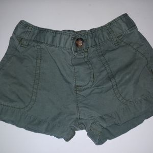 Carter's Baby Girl Olive Green Khaki Shorts Cuffed
